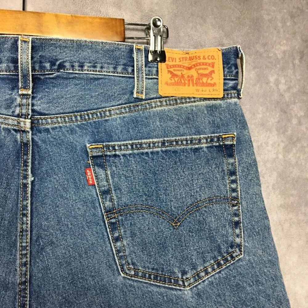 Levis‎ Mens 505 Regular Fit Blue Jeans size 40x29 Cotton Denim Pants Zipper Fly